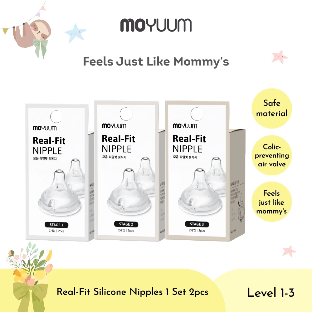 Moyuum Real Fit Nipple Level 1-3 (0-5 Bulan+) Isi 2 Pcs - Dot Bayi Botol Susu