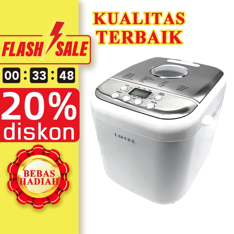 LAHOME Mesin Roti Bread Maker Machine On Sale Pembuat Roti Jepang Kobe, Bread Maker Japan Stainless Steel Bread Machine Bread Maker Smart Auto Bread Maker Machine Multi Digital Smart Gluten Dough Jam Yogurt Bake Cake 2lb 3lb