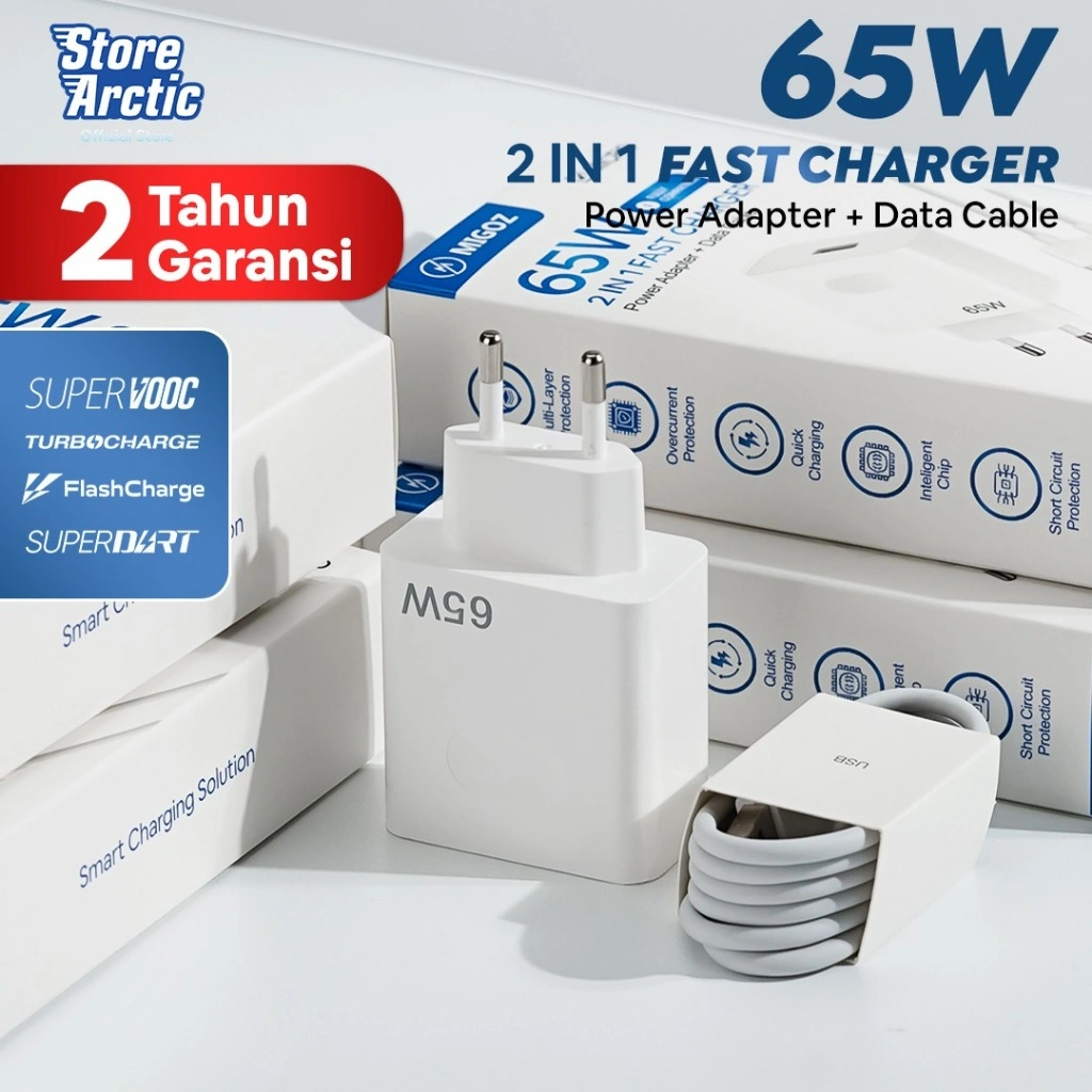 Migoz Charger Set 65W Fast Charging Micro & Type C QC 5.0 SuperVOOC SuperDart Compatible Android