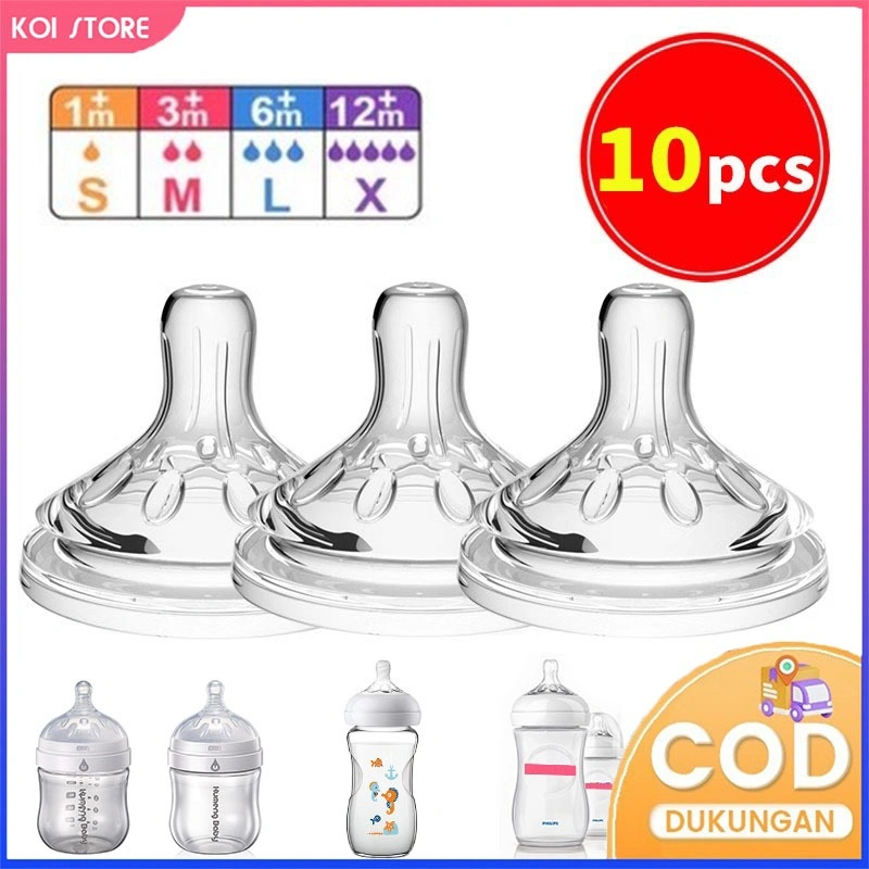 KOI STORE 10PCS Dot Bayi botol susu 5.5cm Wide Neck Nipple BPA-Free Meniru bentuk payudara ibu