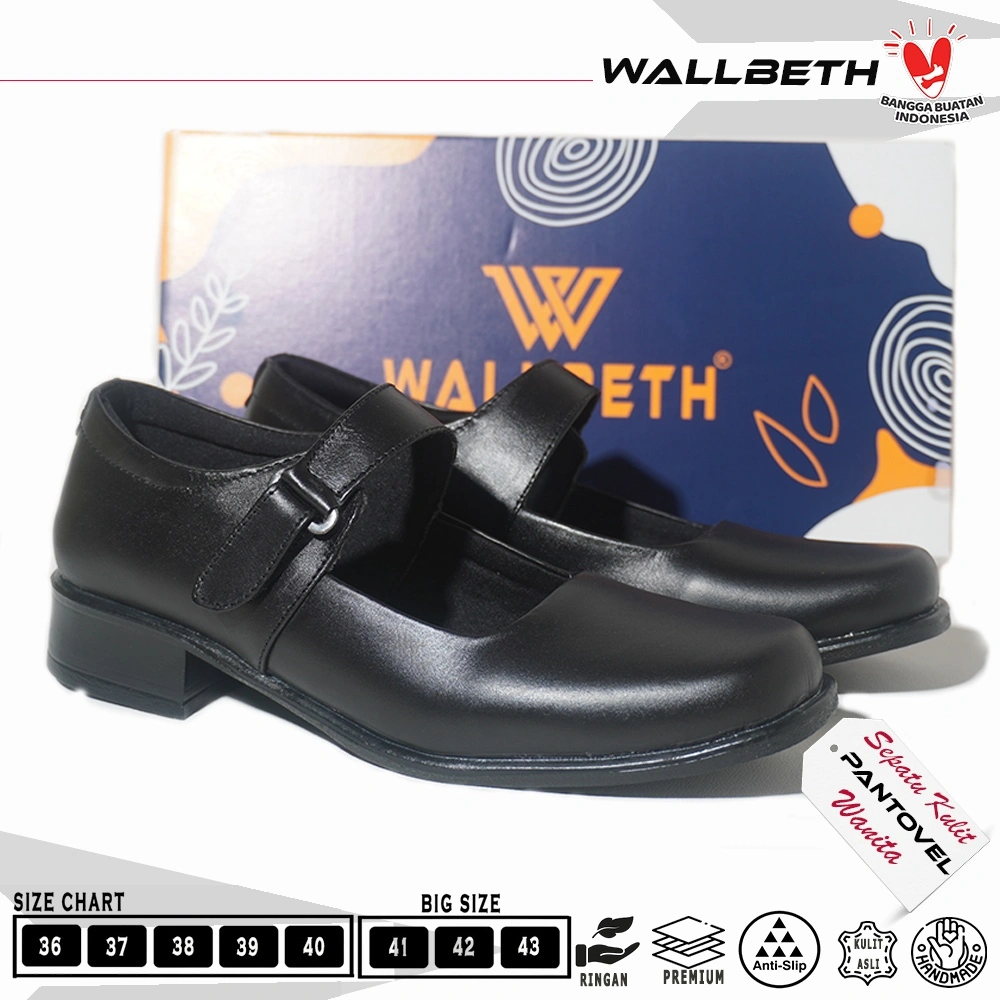 WALLBETH Sepatu Pantovel Paskibra Wanita Kulit Asli