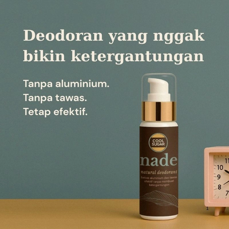 Coolsugar Nade Natural Deodorant Bebas Tawas Aluminium - Lembut di Kulit, Kuat Melawan Bau Badan