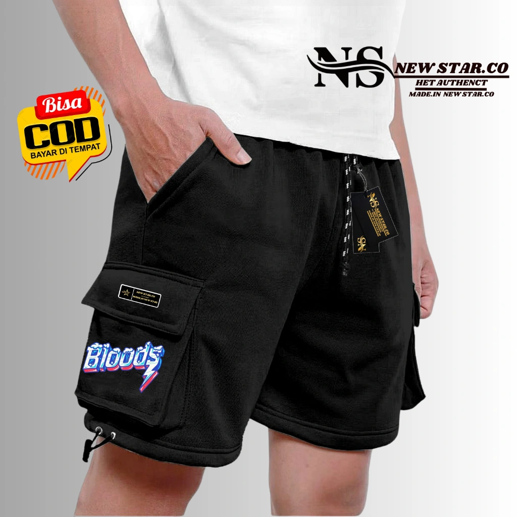 Celana Cargo Pendek Bloods Katun Fleece Pria dan Wanita | Bloodstreams Clothing