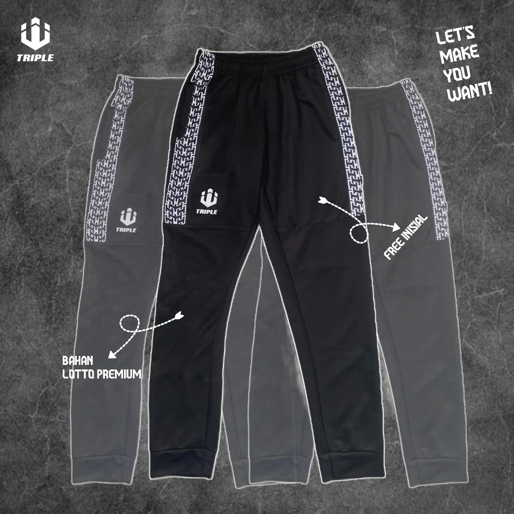 Celana Olahraga Training Trackpants Panjang Bola dan Futsal Triple Sport - Bahan Lotto Premium - Garansi Original Product