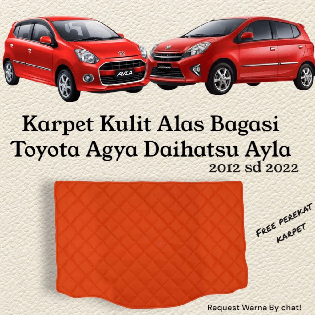 Cover Dashboard Kulit Set Alas Bagasi Toyota Agya Daihatsu Ayla Pelindung Interior Motif