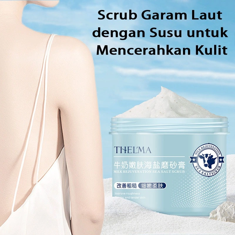 Scrub Tubuh Garam Laut Susu 400g Scrub Tubuh Eksfoliasi untuk Memperbaiki Kulit Kasar Lembut Halus