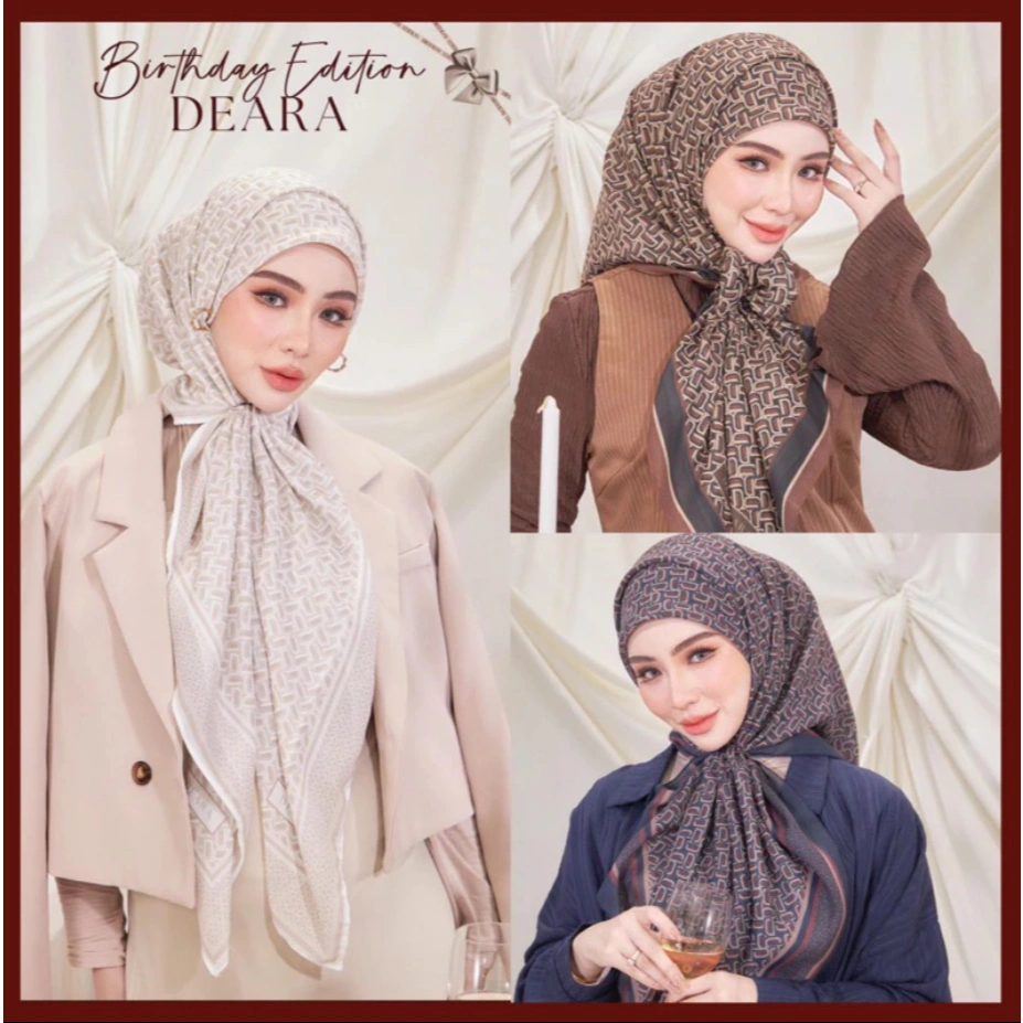 [READY STOK] HIJAB SEGI EMPAT PREMIUM DEARA BIRTHDAY EDITION PATTERN ORI MALAYSIA (SPESIAL LEBARAN)