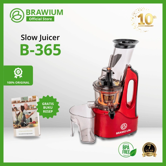 BRAWIUM Slow Juicer B365 (formerly BRAWO Life) | Cold Pressed Juicer | Jus Sehat | Mudah dibersihkan