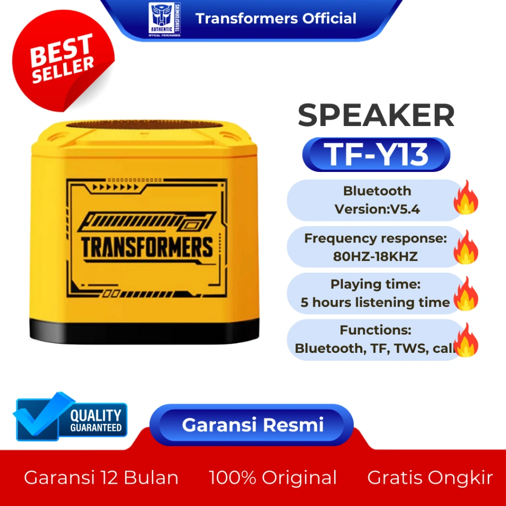 Transformers TF-Y13 Speaker Bluetooth Portable dengan Suara Jernih & Desain Stylish