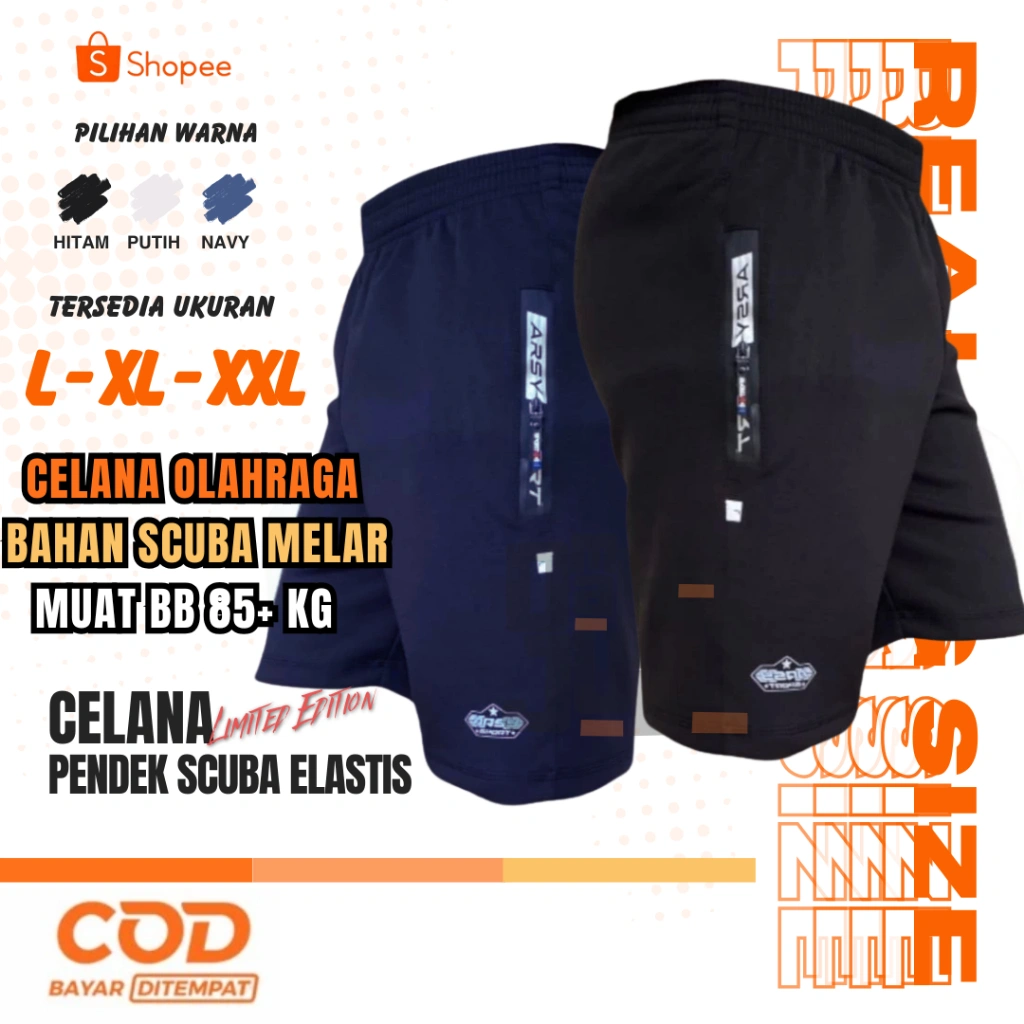 Celana Pendek Kolor Bahan Scuba Saku Warerproof Celana Olahraga Pria Wanita Jogging Gym Lari Badminton Terlaris Bisa Cod Size L-XXL