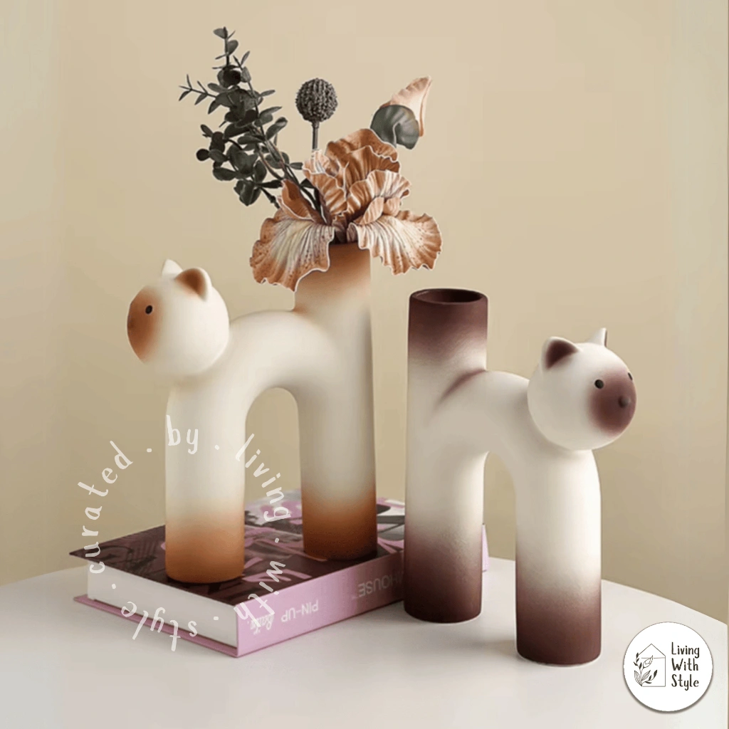 Living With Style - Nordic Ceramic Cat Vase Gradient Series / Vas Bunga Kucing Unik Lucu Keramik Premium / Home Decor Cantik Aesthetic Cat Lover Kado/ Vas Bunga Kucing Unik Lucu Keramik Premium / Home Decor Cantik Aesthetic Cat Lover Kado