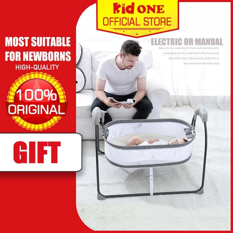 KIDONE Baby Swing Rocker Cradle Electric Rocking Chair Chairs Infant Toddler Crib Auto Mosquito Net