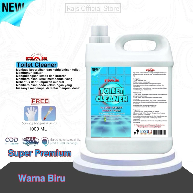 RAJS TOILET CLEANER PREMIUM BIRU PEMBERSIH KERAMIK KAMAR MANDI/TOILET/ALAT DAPUR/TOILET 1 LITER
