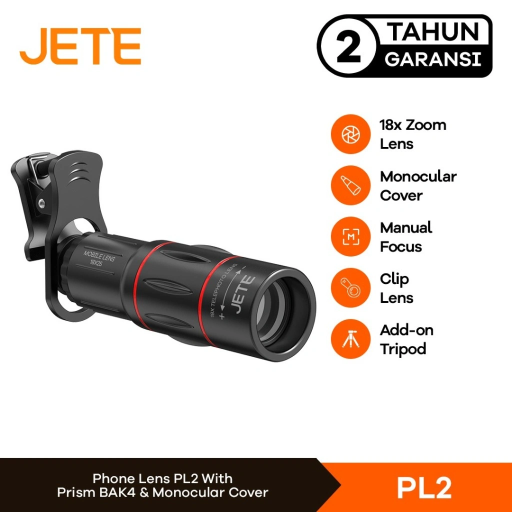 Lensa Kamera HP JETE PL2 18x Zoom Monocular with Tripod - Garansi 2 Tahun