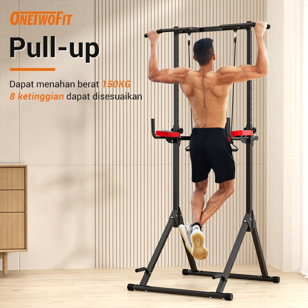 OneTwoFit Baru Multi-Function Adjustable Chin Up Bar Power tower Pull up Indoor alat olahraga rumahan alat olahraga di rumah