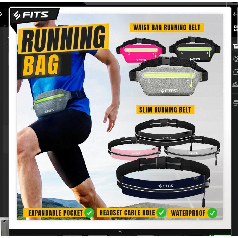 SFIDN FITS Waist Bag Running Belt | Tas Pinggang Olahraga Jogging Lari