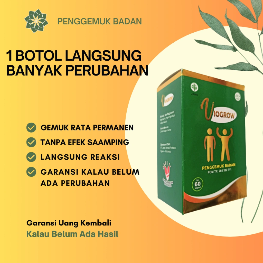 Penambah Nafsu makan Viogrow Obat gemuk Permanen Penggemuk badan herbal alami serta Berat badan bikin cepat gemuk Penambah nafsu makan anak dan dewasa pria dan wanita ubat gemuk permanen Bpom gemuk farmasi Multivitamin Herbal Suplemen