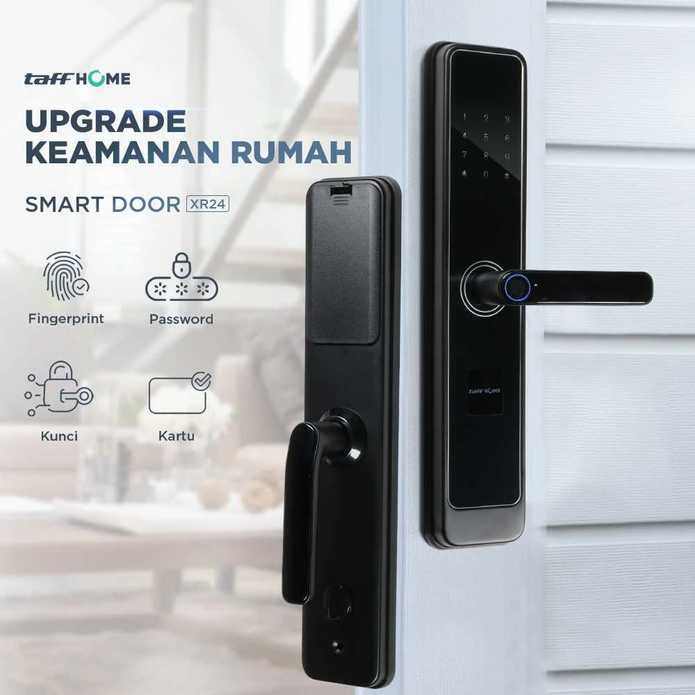 Smart Door Lock / Gagang Pintu Pintar Anti Maling Dengan Fingerprint Password Card RFID Alarm
