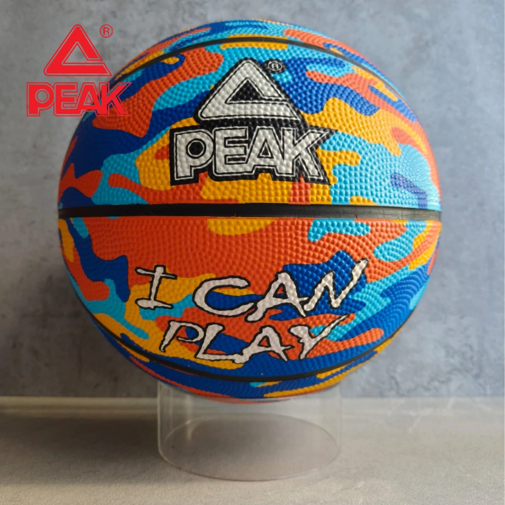 PEAK Bola Basket Rubber for Competition dan Training Anti Slip  Blue/Orange
