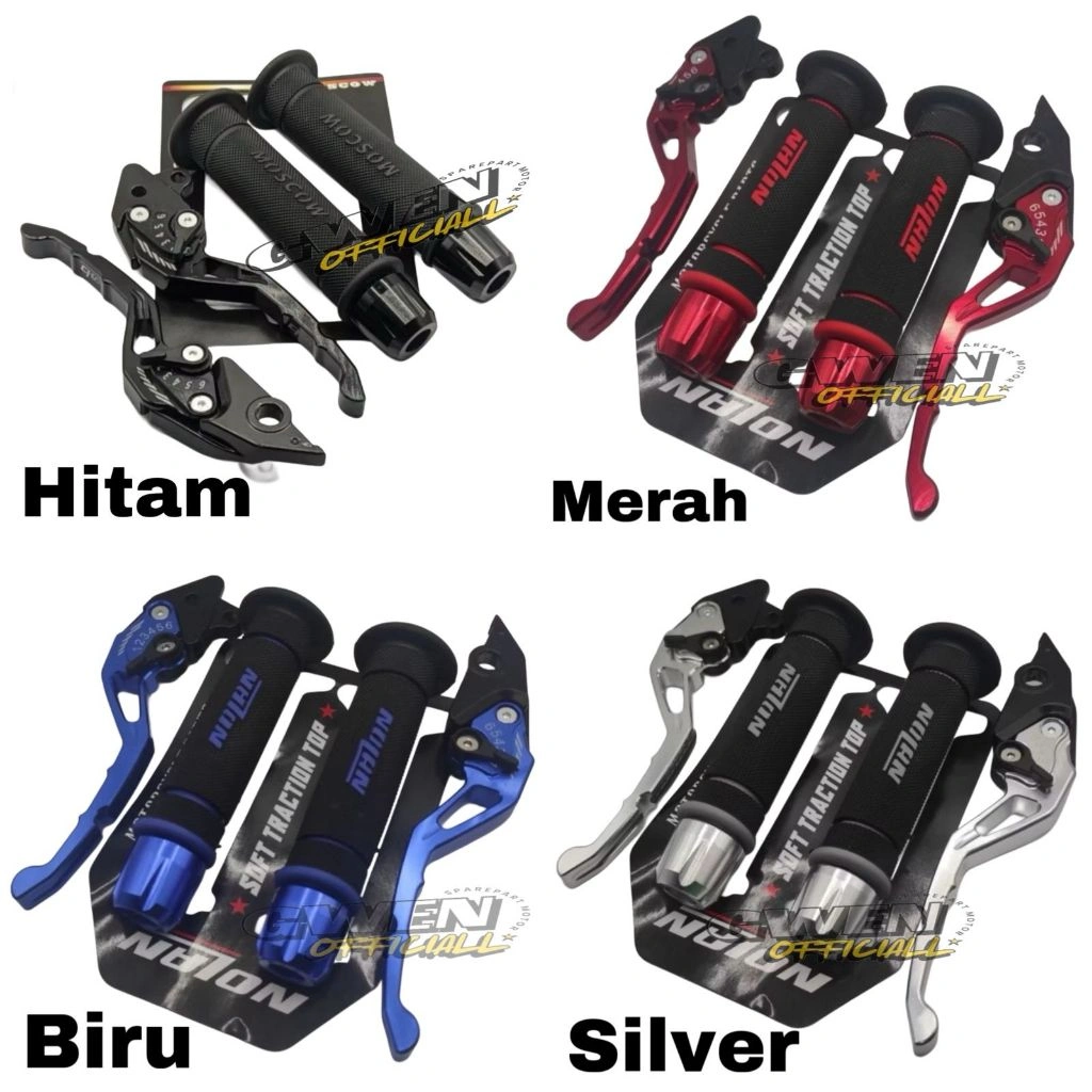 Handgrip NOLAN Original HG55 + Jalu Stang CNC + Handle Rem Stelan CNC Handgrip Motor  Satria Fu Sonic Crf15 Tiger Cbr150 Gsx Gtr bahannya Cnc