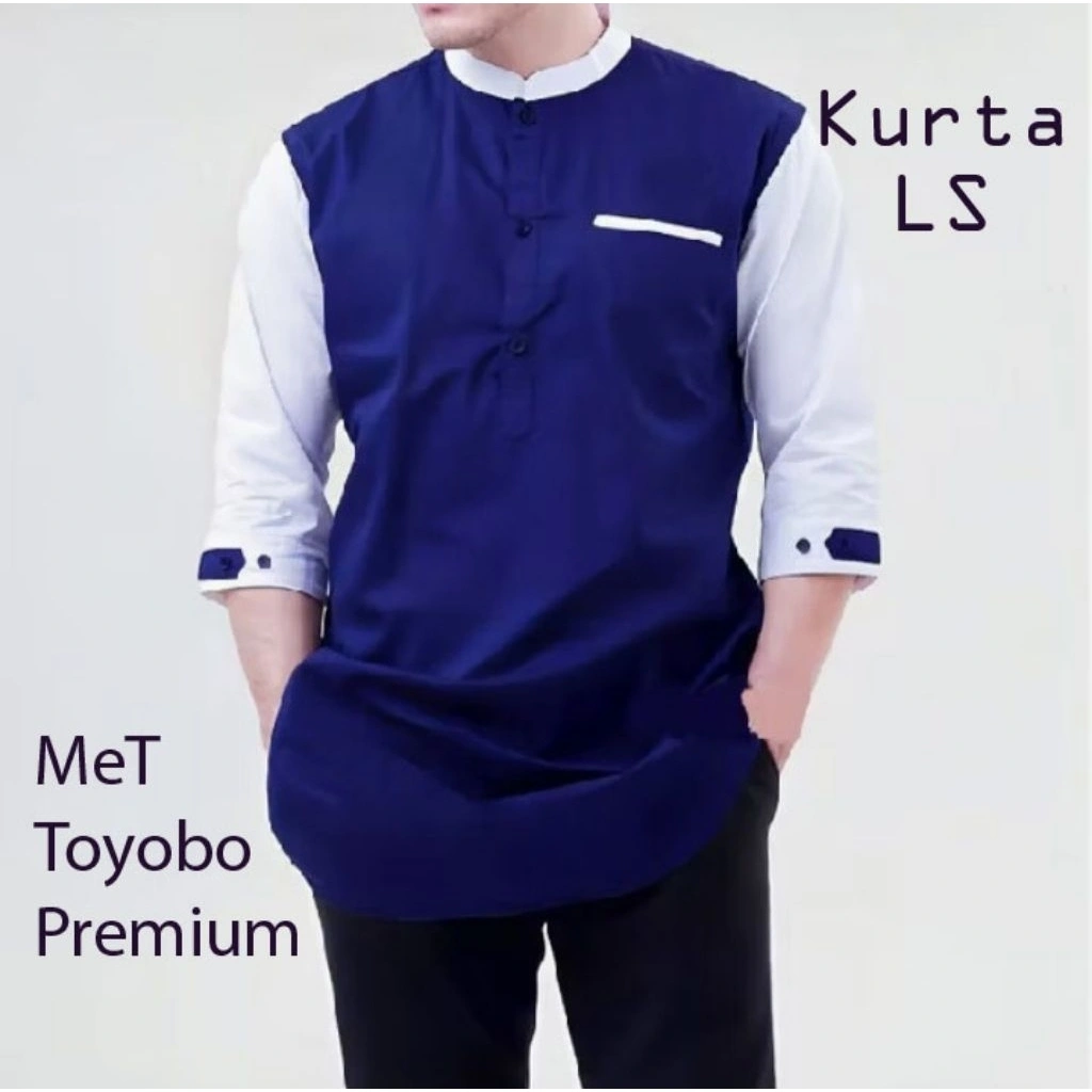 Koko kurta LS Kombinasi Lengan 3/4 bahan katun toyobo