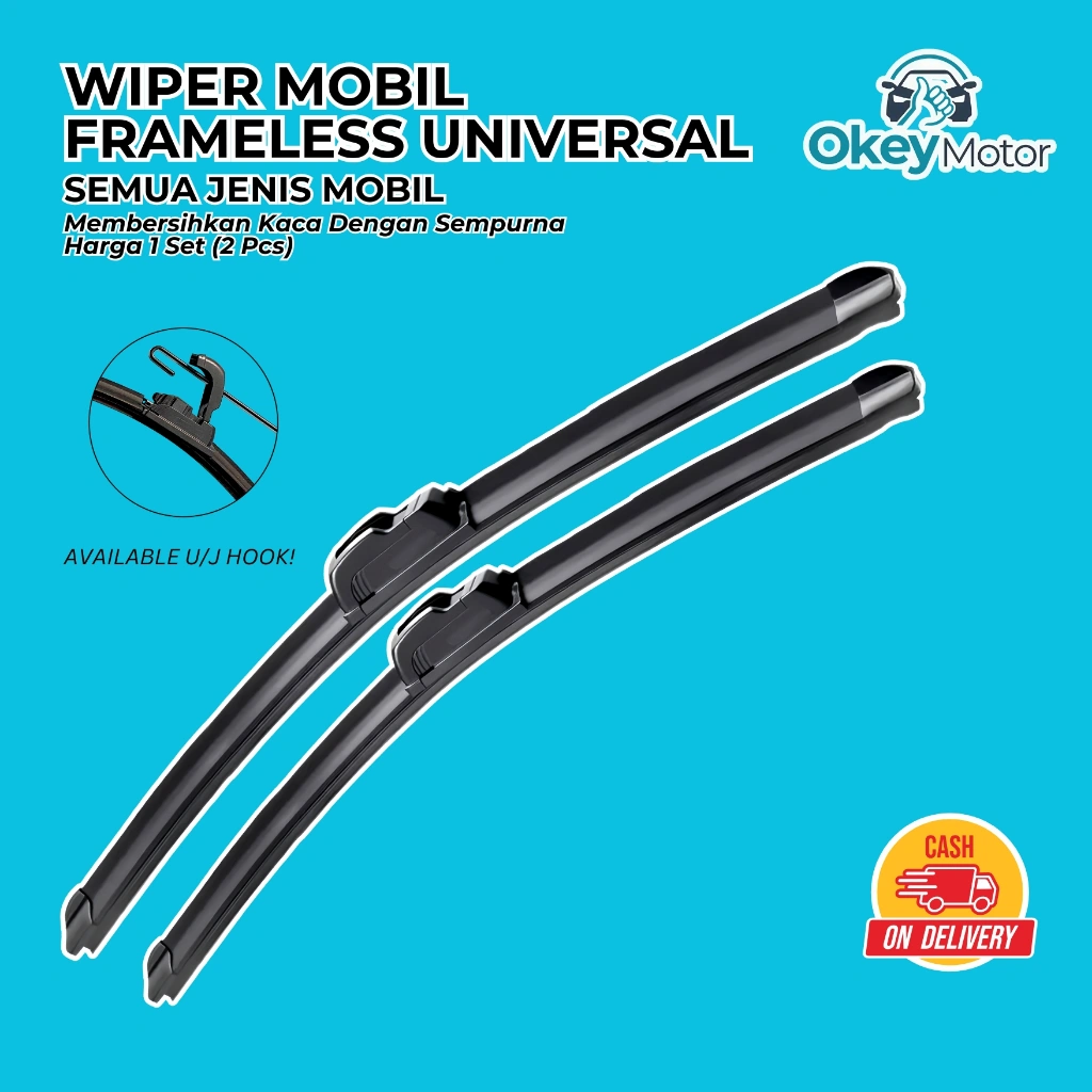 Wiper Mobil Frameless Universal 1 Set Kiri dan Kanan Pembersih Kaca Depan Model Pisang