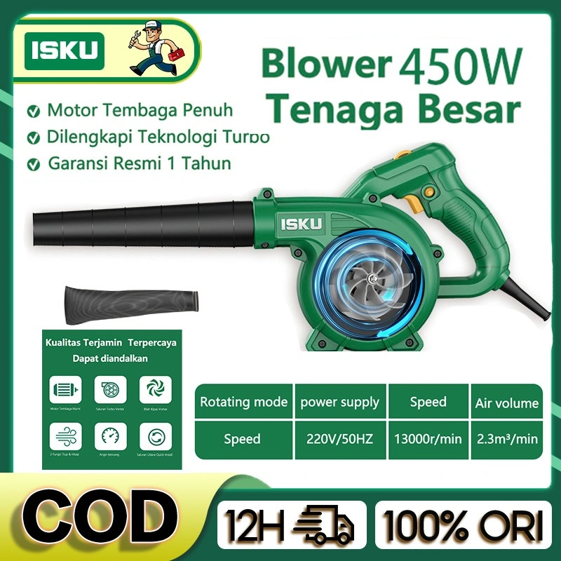 ISKU Hand Blower 450W Mesin Blower angin 220V/Penyedot Debu Multifungsi 2IN1 Pembersih Mobil