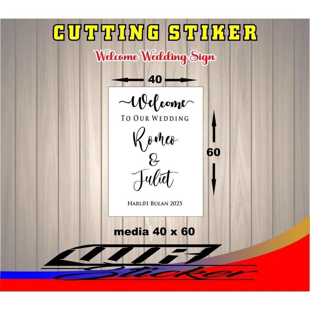 stiker untuk motor welcome to our wedding stiker standing mirror