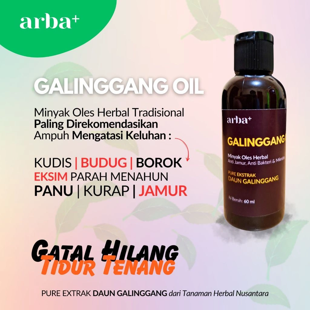 ArbaPlus Minyak Galinggang Solusi Ampuh Kulit Gatal Kurap, Panu Atasi Ruam & Iritasi Kulit Sensitif