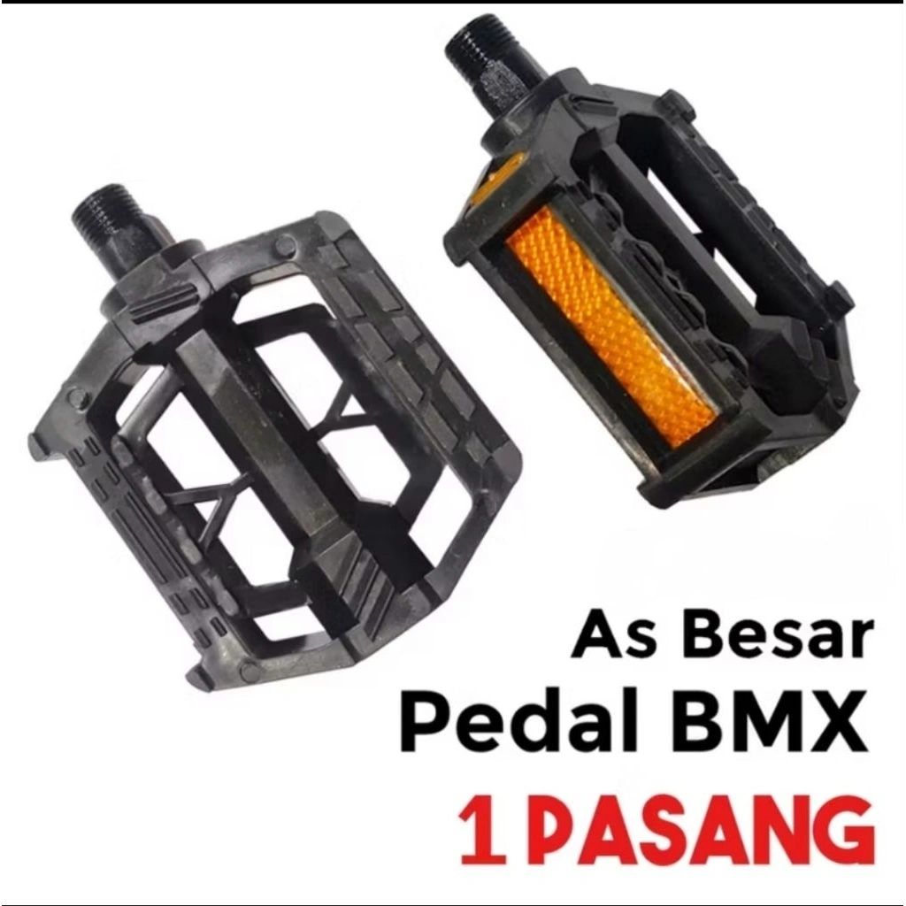 Pedal sepeda As Besar 20 BMX MTB GunungHitam Plastik