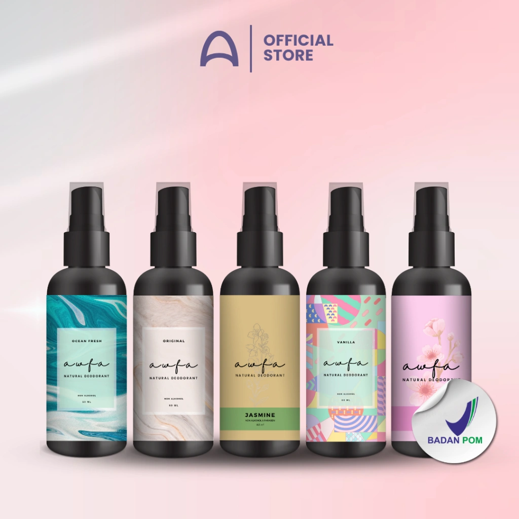Awfa Natural Deodorant Spray - 60ML Deodoran Tawas Cair Alami Hilangkan Bau Badan Mencerahkan Ketiak
