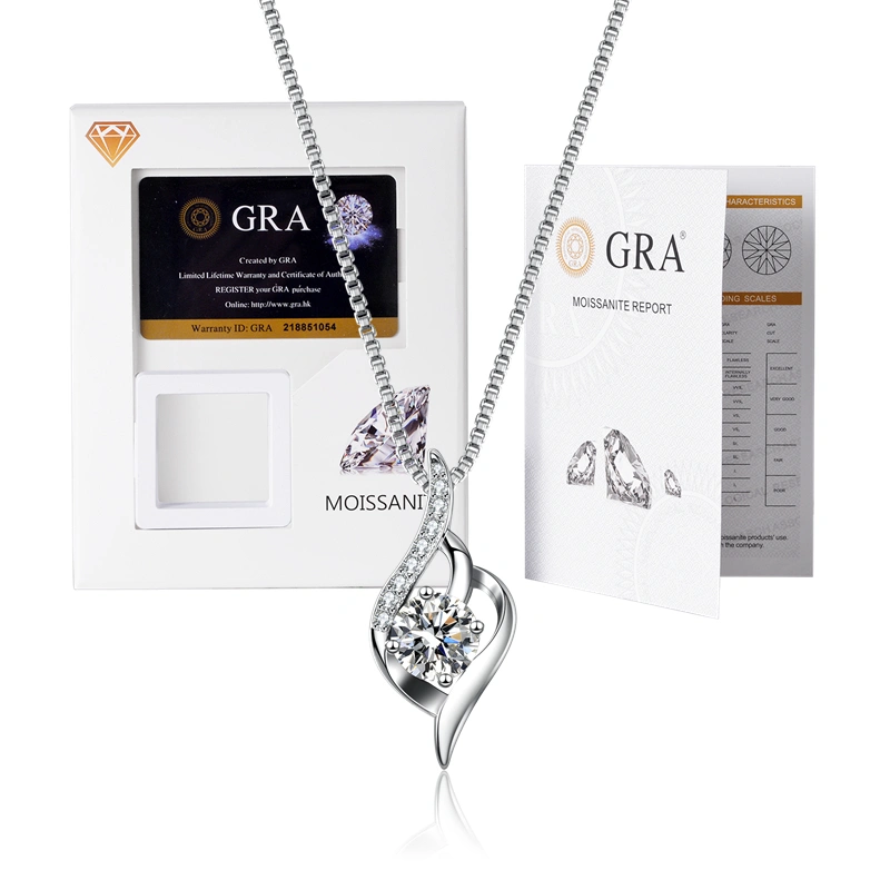 LOVETIA Kalung Imut-imut Rantai klavikula Moissanite s925 Perak Sertifikat GRA BTXL003