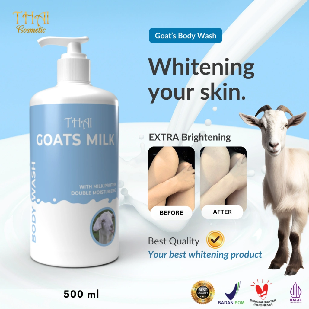 Thai Goats Milk Body Wash 500ml - Sabun Cair Susu Kambing Mencerahkan & Melembapkan Kulit