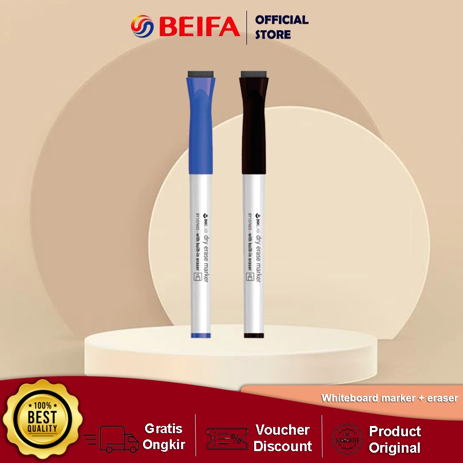 Beifa Whiteboard Marker BY703 - Spidol Papan Tulis Ujung Penghapus Original