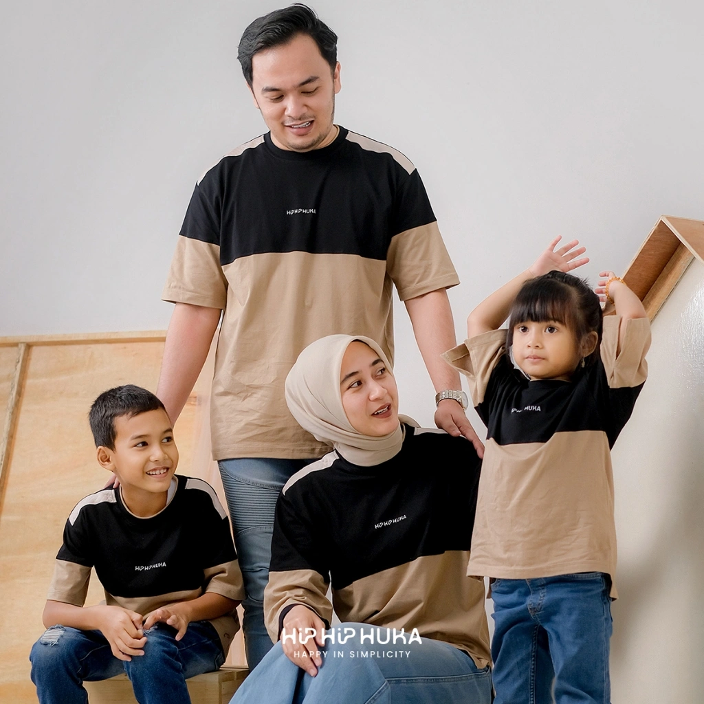 HipHipHuka - Baju Kaos Couple Keluarga Sarimbit Pasangan Ayah Ibu Anak Family Set Huma Giri
