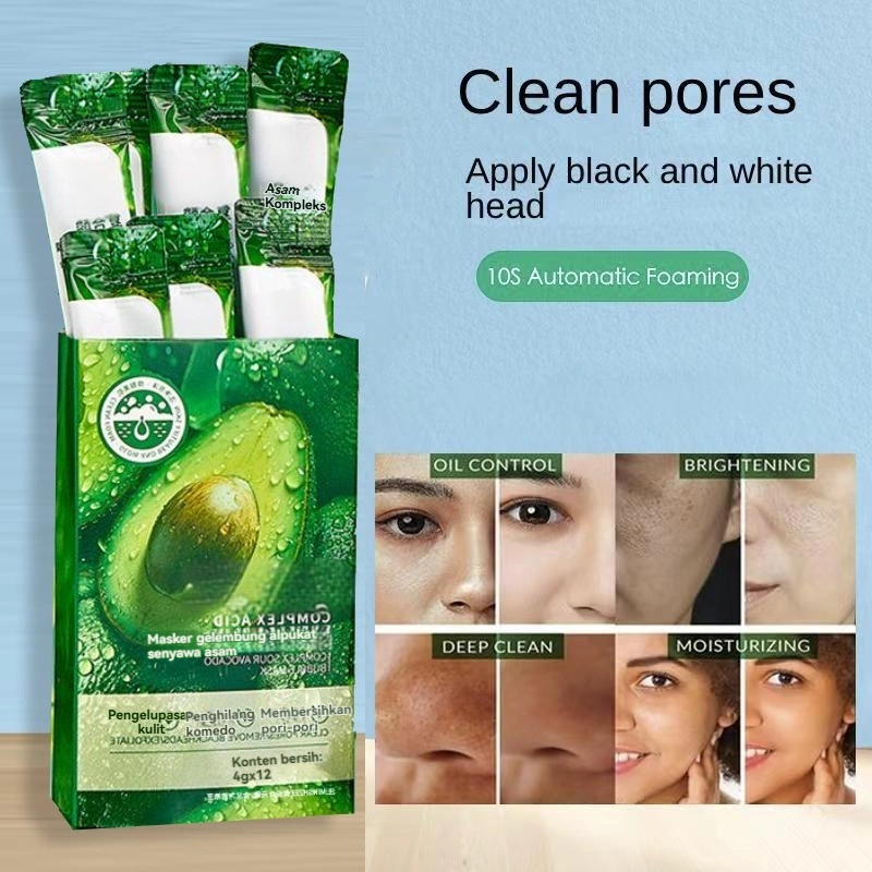 Masker Gelembung Alpukat untuk Pria dan Wanita Mengecilkan Pori-pori Pembersih Dalam Pembersih Komedo Aplikator Masker Lumpur