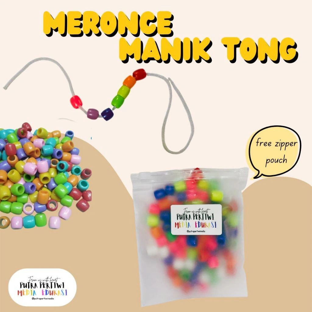 Meronce Manik Tong Mainan Montessori Ronce Manik Tabung Anak Kreatif Kemasan