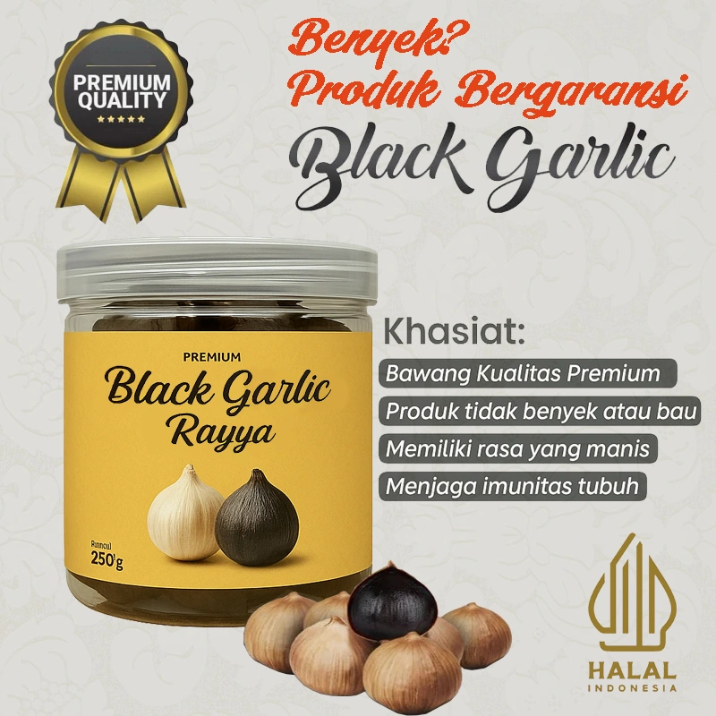 Rayya Black Garlic Solo Bawang Hitam Tunggal Premium 250gr Rasa Manis | Kaya Manfaat | Alami | HALAL