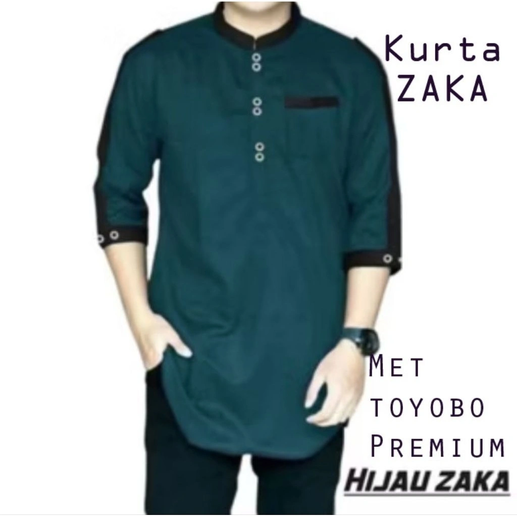 Baju Muslim / Atasan Pria Dewasa  / Koko Kurta Zaka Lengan 3/4 Kombinasi Warna