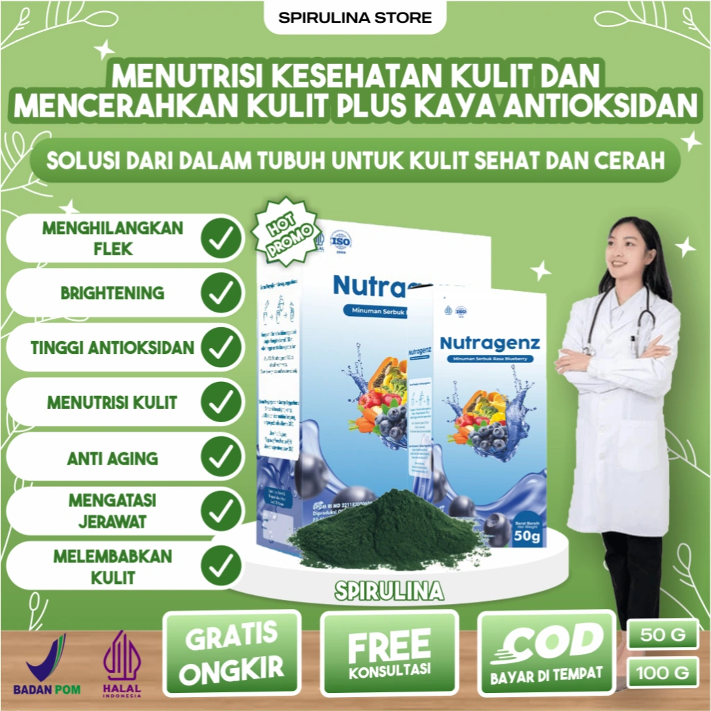 Solusi Untuk Mencerahkan Kulit Hilangkan Flek Hitam+Antioksidan Spirulina | Nutragenz Collagen Drink