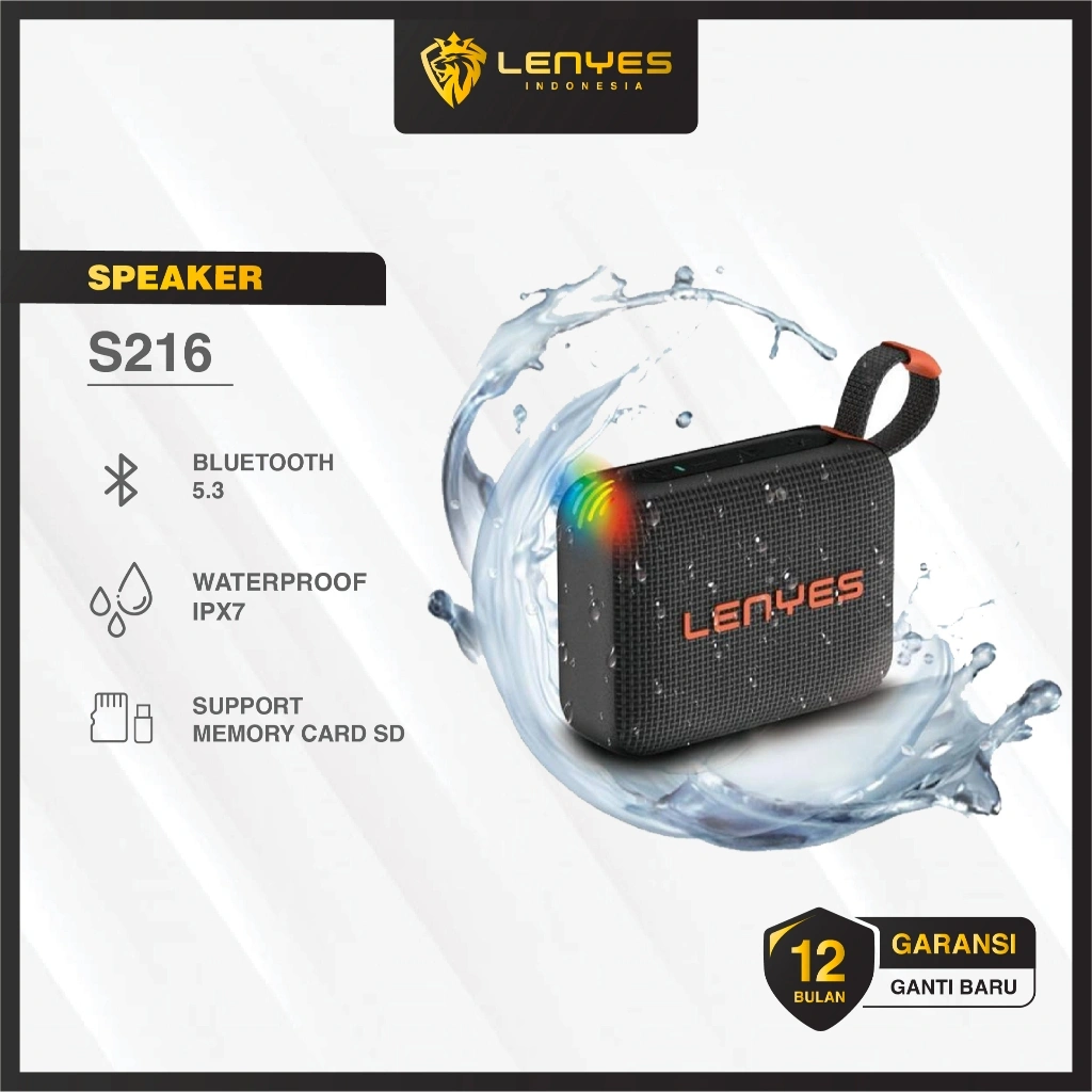 LENYES S216 Wireless Speaker Bluetooth 5.3 Portable Waterproof IPX7 RGB Light Music Box TWS