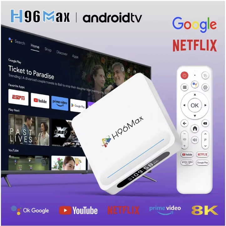 < SMARTCOM > Android Smart TV Box H96 MAX H618 PLUS 4GB 128GB 8K Wifi6 BT5.4 Android 14.0 Unlock