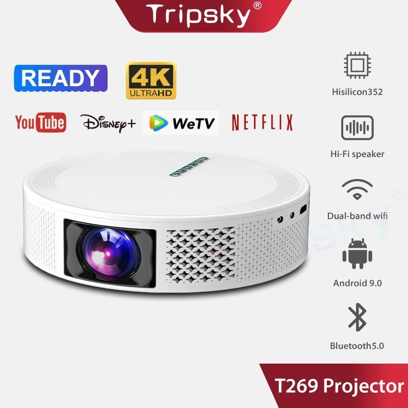 Tripsky Android proyektor T269 WiFi dual-band 300 Ansl Smart Projector Hi-Fi speaker Android 9.0