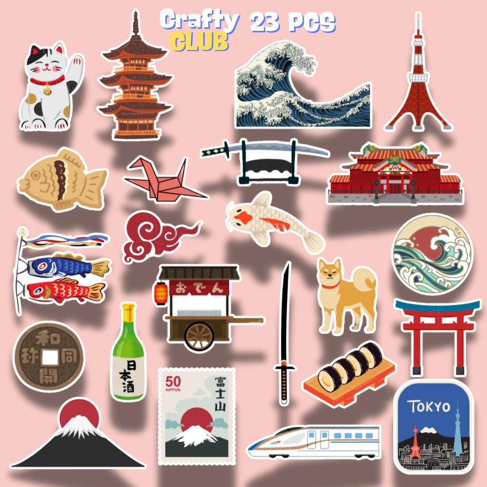 JAPAN STICKER AESTHETIC 23 PC. Vinyl Sticker Waterproof cocok untuk Tumblr, helm, journaling