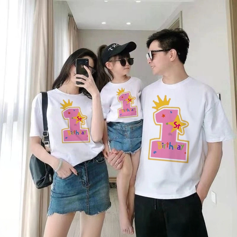 Herlin Collection_Kaos Couple Keluarga Birthday King Angka Stars_PINK BIRU MERAH NAVY ORANGE KUNING UNGU_ Baju Atasan Kaos Couple Keluarga Family Korean Style Terbaru