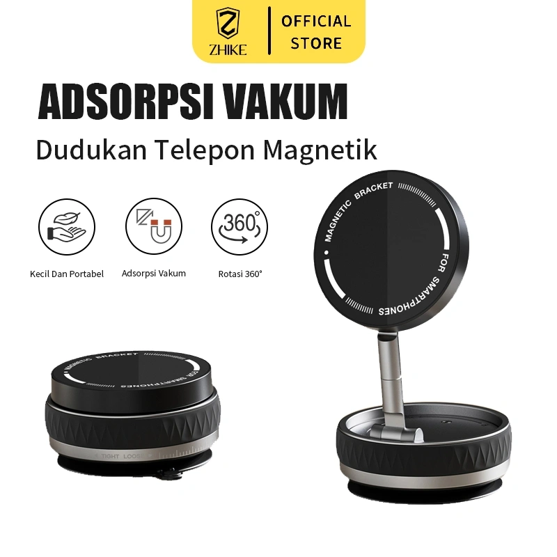 ZHIKE Magnet Car Holder Adsorpsi Vakum 360° Rotation Magsafe Car Phone Holder Dapat Dilipat Universal Holder Hp Mobil Magnetic Bekerja Dengan Semua Ponsel