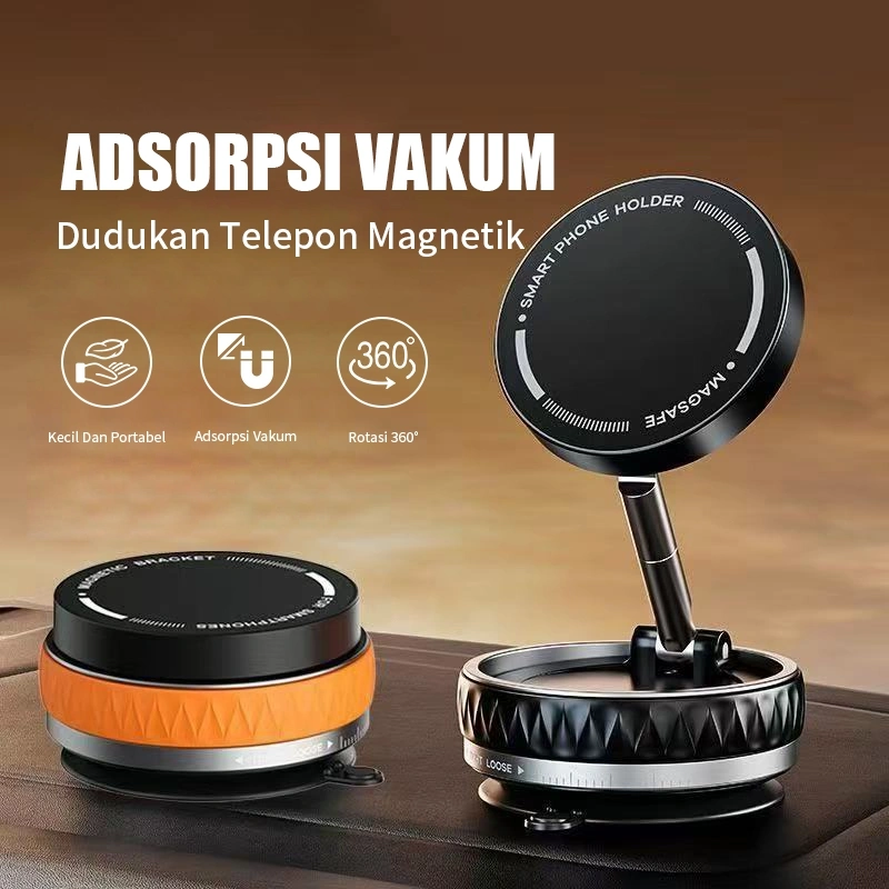 Magnet Car Holder Adsorpsi Vakum 360° Rotation Magsafe Car Phone Holder Dapat Dilipat Universal Holder Hp Mobil Magnetic Bekerja Dengan Semua Ponsel