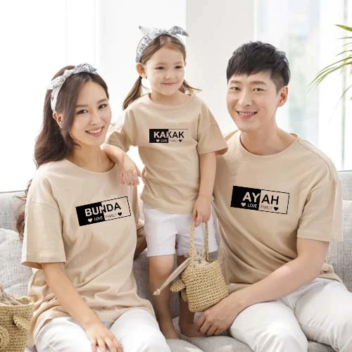 Herlin Collection_Kaos Couple Ayah Bunda Kakak Adek Kaos Family Baju Pasangan Keluarga Lengan Pendek_Atasan Kekinian Lucu Aesthetic Anak dan Dewasa