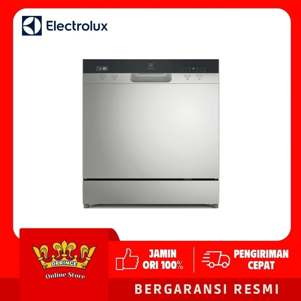 ELECTROLUX Dishwasher Ringkas UltimateCare 100 55 cm dengan kapasitas 8 set peralatan makan EFC3862MS