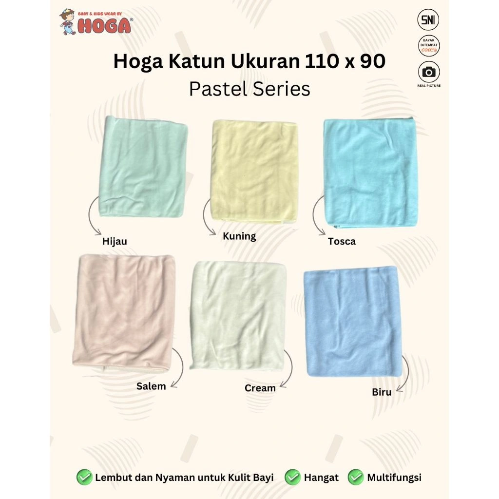 [Isi 3 / 6 / 12 Pcs] Bedong Polos Kaos Paket  ukuran 110x90 - HOGA